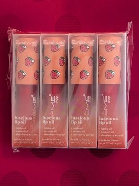The Crème Shop Luscious Lip Oil - Strawberry Jelly (4-Pack) New In Box